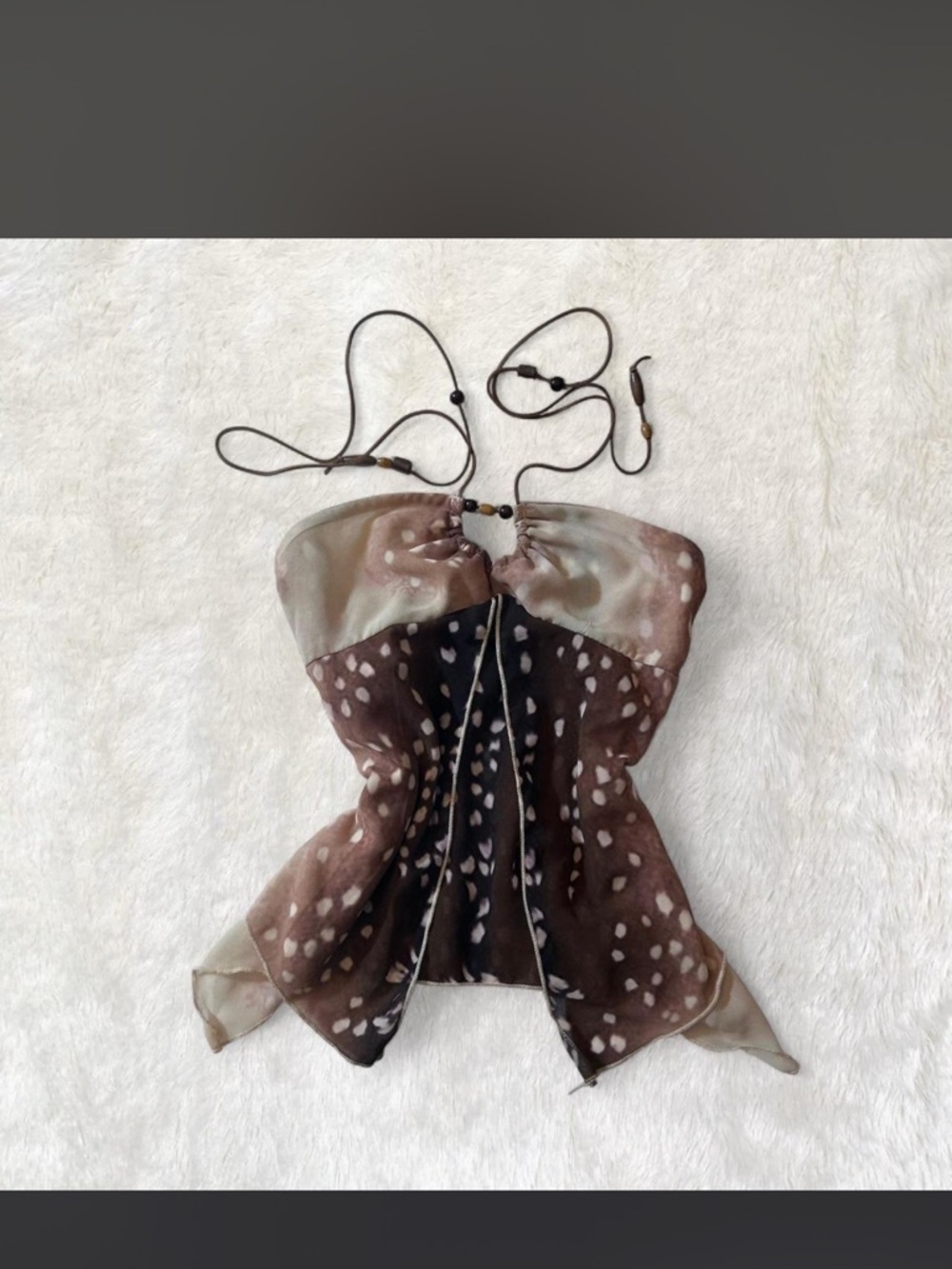 Women's Brown Halter Scarf Tank Top - Floral Speckle Print